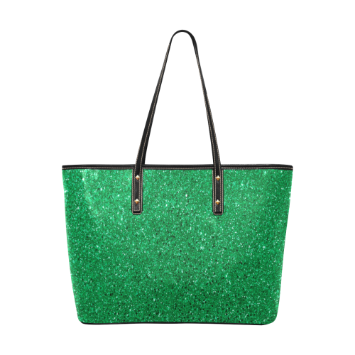 Green Glitter Chic Leather Tote Bag (Model 1709)