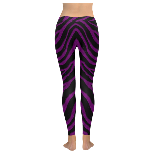 Ripped SpaceTime Stripes - Purple Women's Low Rise Leggings (Invisible Stitch) (Model L05)
