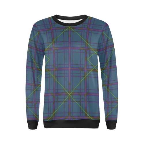 Neon plaid 80's style design All Over Print Crewneck Sweatshirt for Women (Model H18)