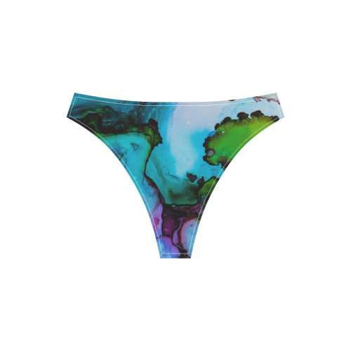Blue green ink Sport Top & High-Waisted Bikini Swimsuit (Model S07)