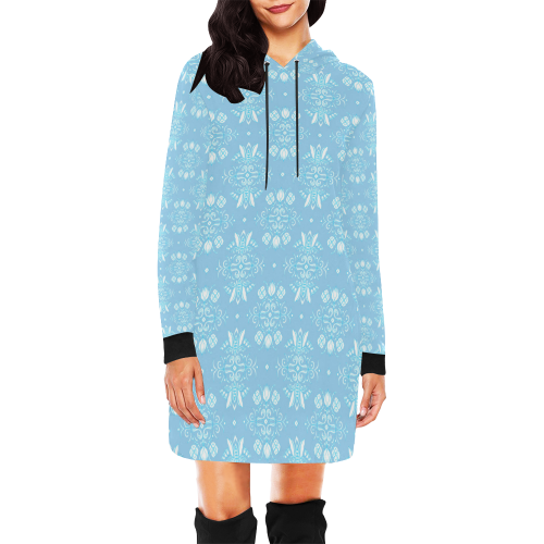 Wall Flower in Airy Blue Wash by Aleta All Over Print Hoodie Mini Dress (Model H27)
