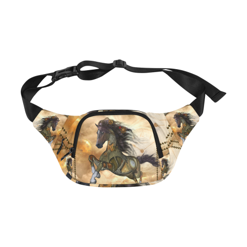 Aweseome steampunk horse, golden Fanny Pack/Small (Model 1677)