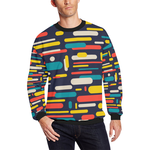 Colorful Rectangles Men's Oversized Fleece Crew Sweatshirt (Model H18)