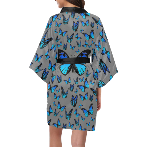 blue butterflies Kimono Robe