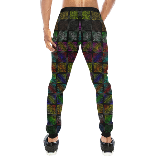 Ripped SpaceTime Stripes Collection Men's All Over Print Sweatpants/Large Size (Model L11)