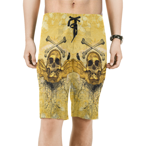 Awesome skull in golden colors Men's All Over Print Board Shorts (Model L16)