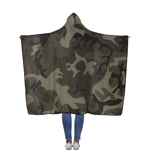 Camo Grey Flannel Hooded Blanket 56''x80''