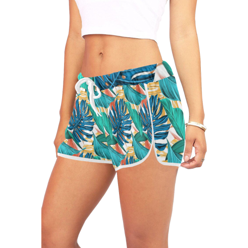 Tropical Jungle Leaves Women's All Over Print Relaxed Shorts (Model L19)