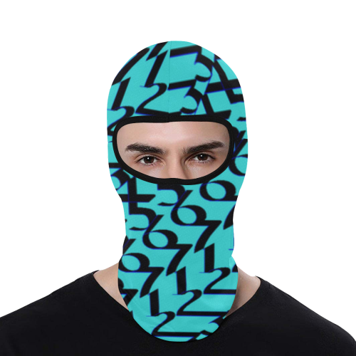 NUMBERS Collection 1234567 Black/Teal All Over Print Balaclava
