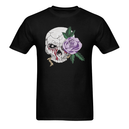 Skull Rose Lavender Black Men's T-shirt in USA Size (Front Printing Only) (Model T02)