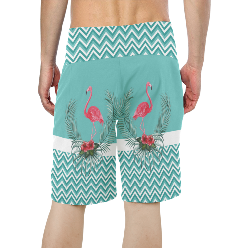Retro Flamingo Chevron Men's All Over Print Board Shorts (Model L16)