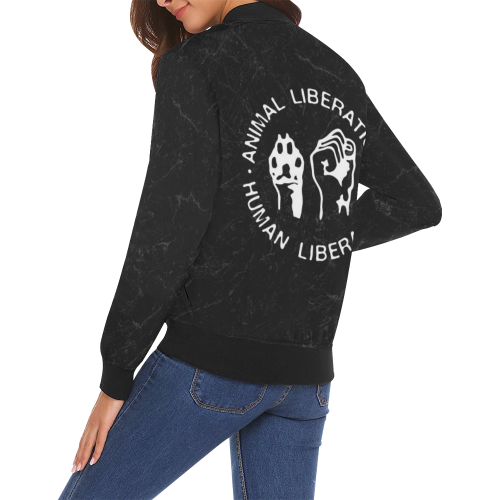 Animal Liberation, Human Liberation All Over Print Bomber Jacket for Women (Model H19)