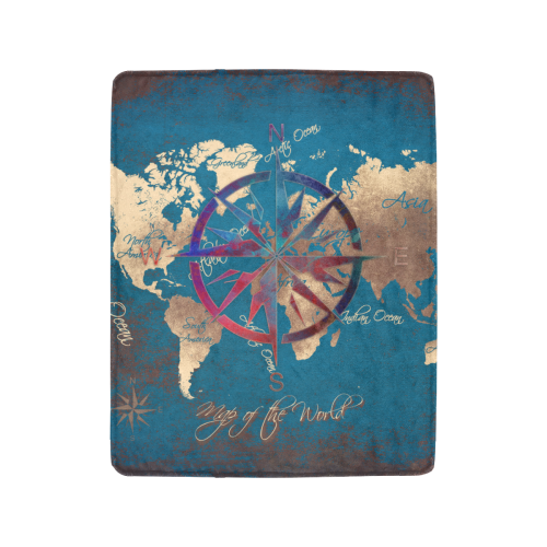 world map wind rose #map #worldmap Ultra-Soft Micro Fleece Blanket 40"x50"