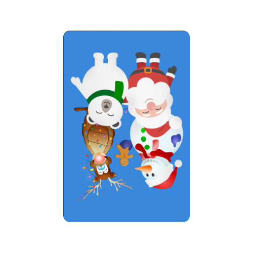 Christmas Gingerbread, Snowman, Santa Claus  Blue Doormat 24"x16"