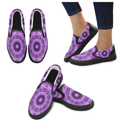 MANDALA PURPLE POWER Slip-on Canvas Shoes for Men/Large Size (Model 019)