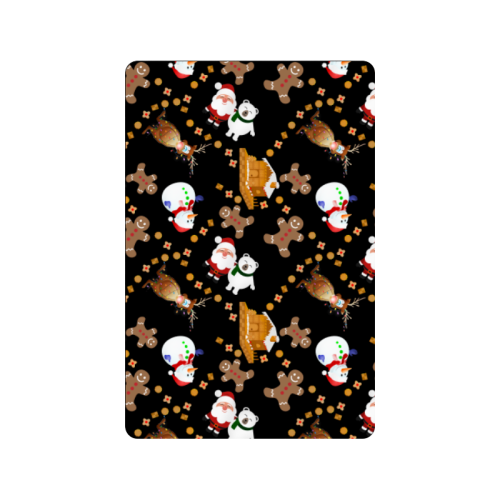 Christmas Gingerbread, Snowman, Reindeer and Santa Claus   Black Doormat 24"x16"