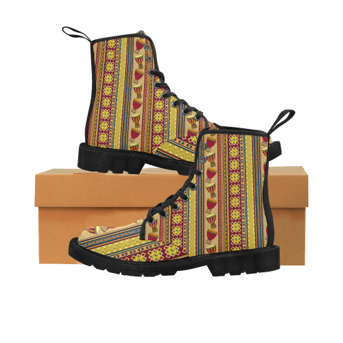 Traditional Africa Border Wallpaper Pattern 4 Martin Boots for Women (Black) (Model 1203H)