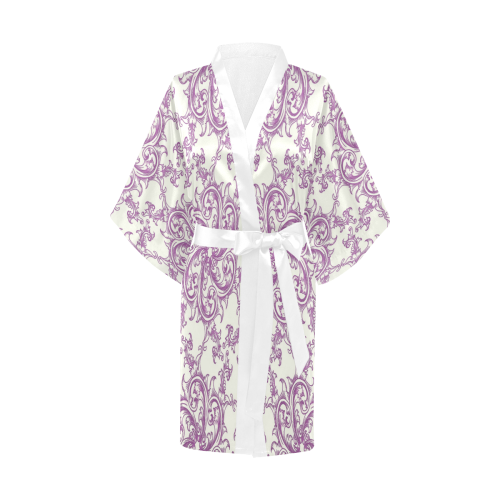 Purple Flower Swirl Kimono Robe