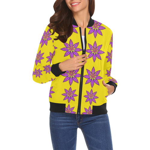 fantasy flower in the happy jungle of beauty All Over Print Bomber Jacket for Women (Model H19)