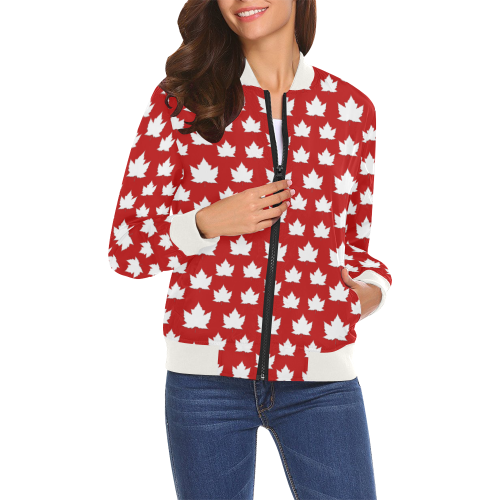 Cute Canada Bomber Jackets - Women's All Over Print Bomber Jacket for Women (Model H19)