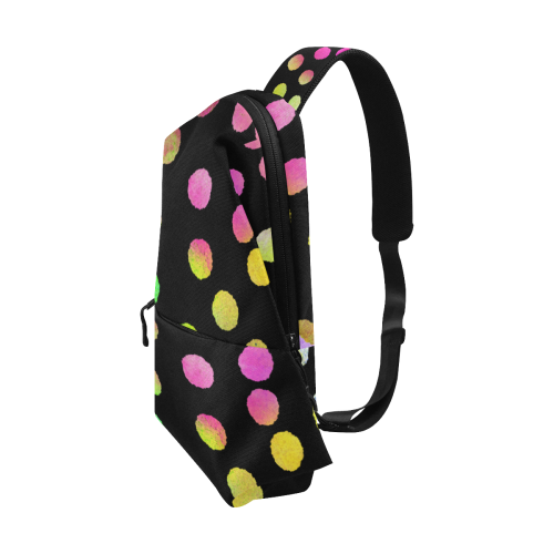 Color Dots Black. Inspired by the Magic Island of Gotland. Chest Bag (Model 1678)