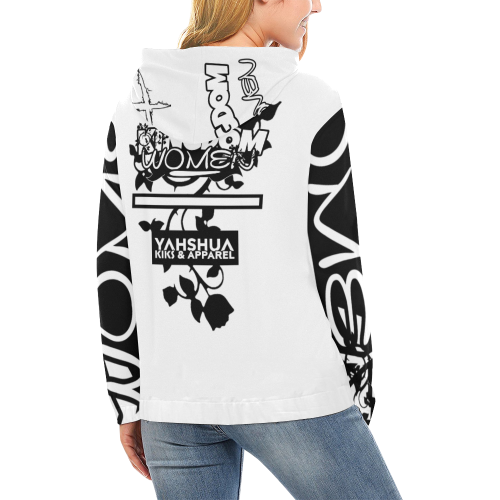 White All Over Print Hoodie for Women (USA Size) (Model H13)
