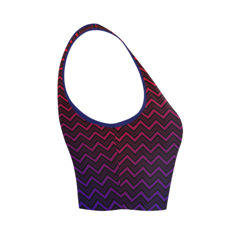 Chevron Black Red and Blue Women's Crop Top (Model T42)