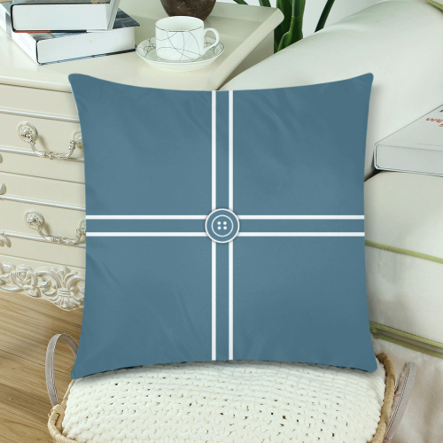 Chinese Porcelain Blue 'Button' Custom Zippered Pillow Cases 18"x 18" (Twin Sides) (Set of 2)