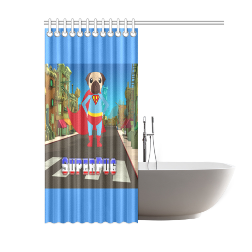 SuperPug In The City Shower Curtain 60"x72"