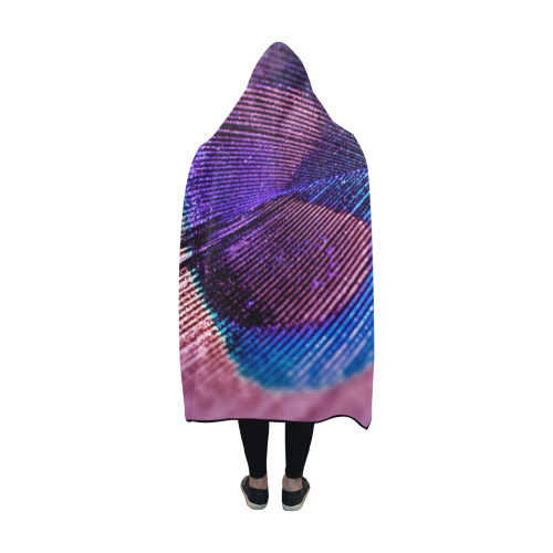 Purple Peacock Feather Hooded Blanket 60''x50''
