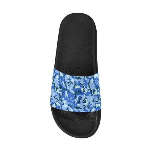 Woodland Blue Camouflage Men's Slide Sandals/Large Size (Model 057)