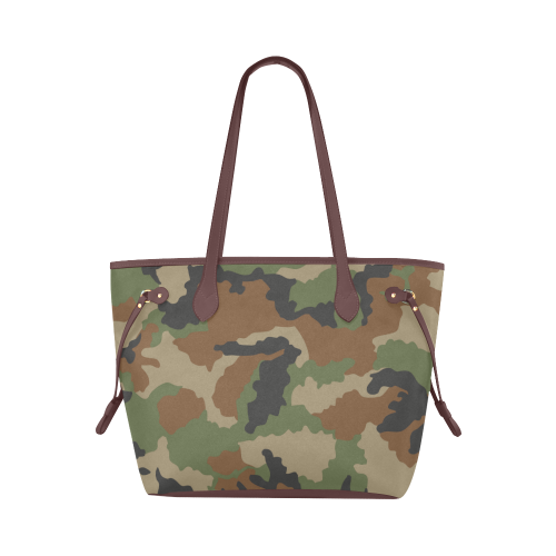 woodland camouflage pattern Clover Canvas Tote Bag (Model 1661)