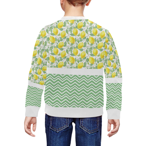Lemons With Chevron All Over Print Crewneck Sweatshirt for Kids (Model H29)