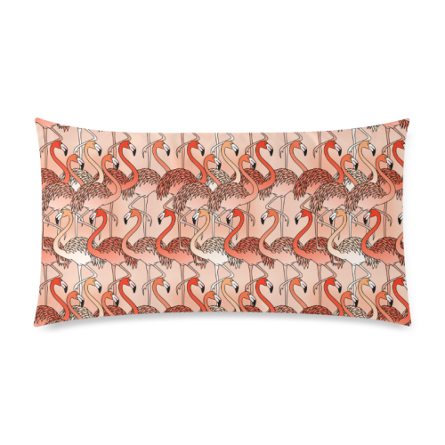 Living Coral Color Flamingos Rectangle Pillow Case 20"x36"(Twin Sides)