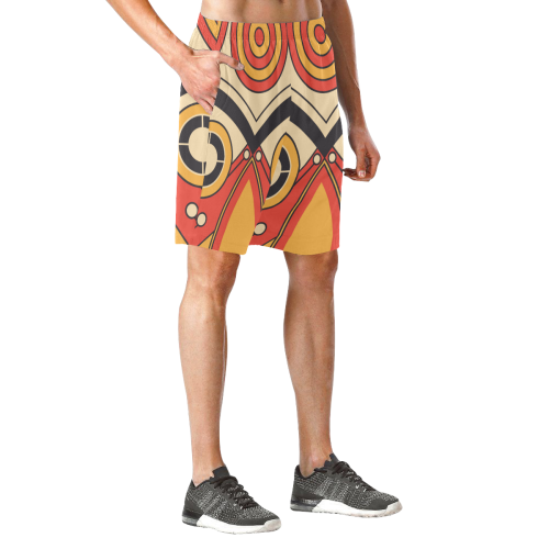 Geo Aztec Bull Tribal Men's All Over Print Elastic Beach Shorts (Model L20)