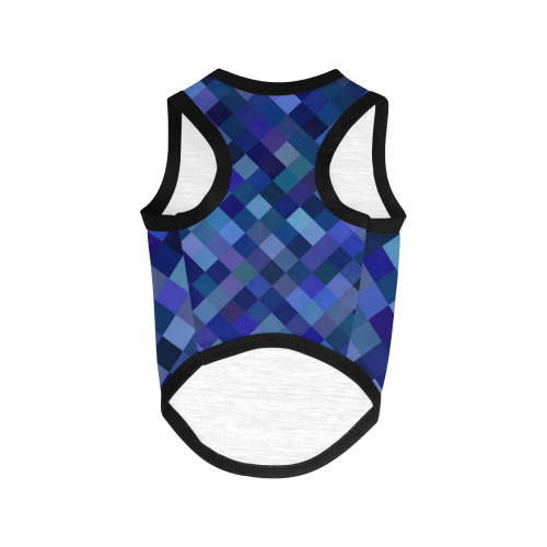 Autumn Colored Squares Blue All Over Print Pet Tank Top