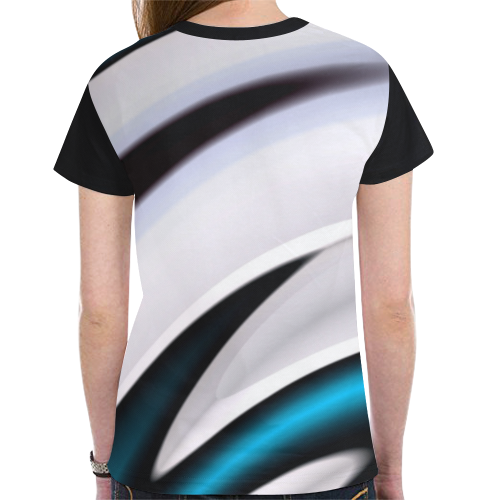 Blue White Black Fractal Art New All Over Print T-shirt for Women (Model T45)