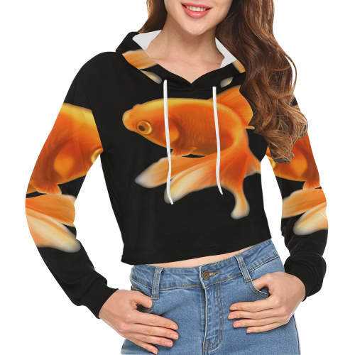 GOLDFISH 2 All Over Print Crop Hoodie for Women (Model H22)