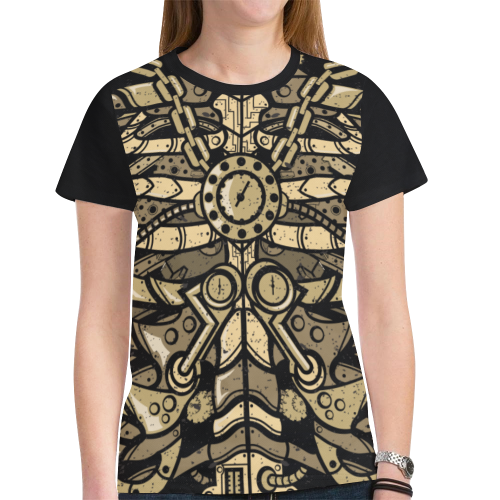 Retro Futurism Steampunk Electic World Skeleton 1 New All Over Print T-shirt for Women (Model T45)
