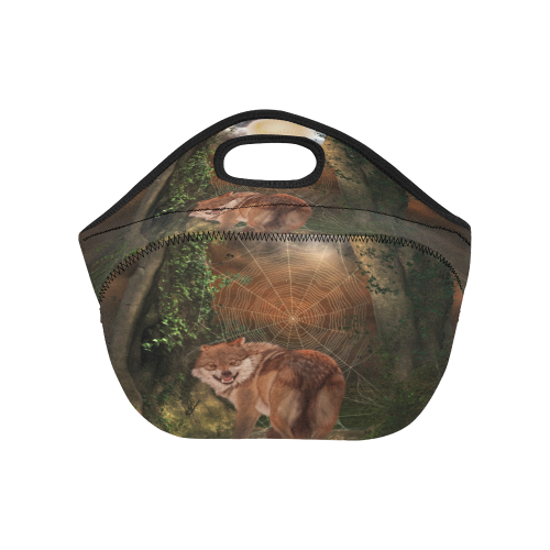 Awesome wolf in the night Neoprene Lunch Bag/Small (Model 1669)