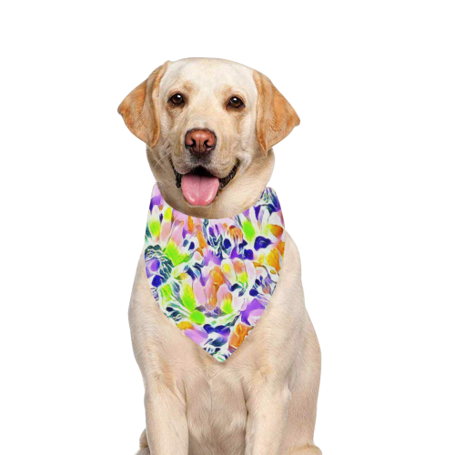 Floral Summer Greetings 1B  by JamColors Pet Dog Bandana/Large Size