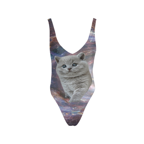 Galaxy Cat Sexy Low Back One-Piece Swimsuit (Model S09)