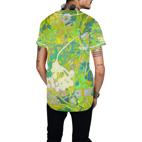 floral 1 abstract in green All Over Print Baseball Jersey for Men (Model T50)