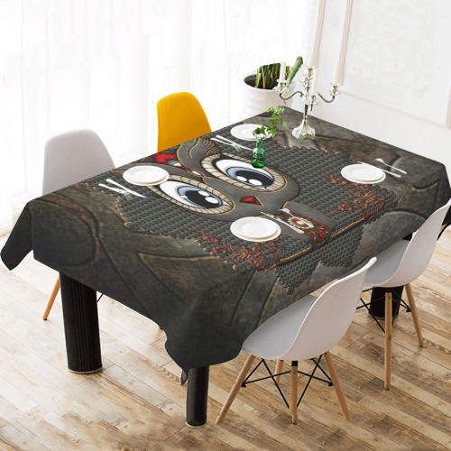 Funny steampunk owl Cotton Linen Tablecloth 60"x 104"