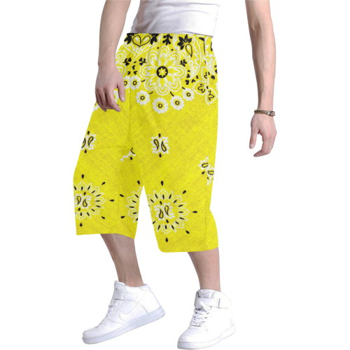 Grunge Yellow Bandana version 2 Men's All Over Print Baggy Shorts (Model L37)