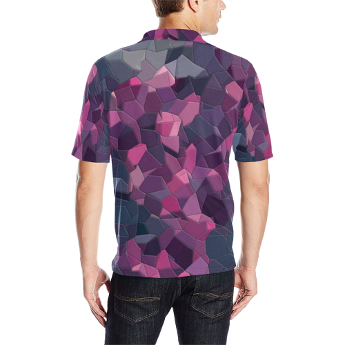 purple pink magenta mosaic #purple Men's All Over Print Polo Shirt (Model T55)