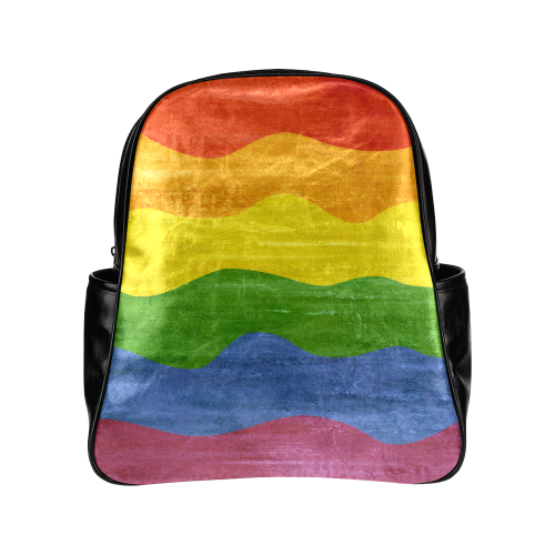 Gay Pride - Rainbow Flag Waves Stripes 3 Multi-Pockets Backpack (Model 1636)