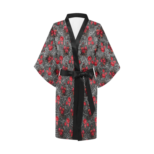 Gothic Roses and Spiderweb Kimono Robe