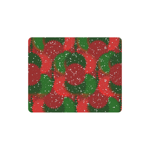 Christmas Snow Red and Green Rectangle Mousepad
