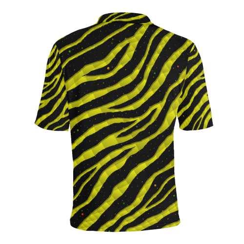 Ripped SpaceTime Stripes - Yellow Men's All Over Print Polo Shirt (Model T55)